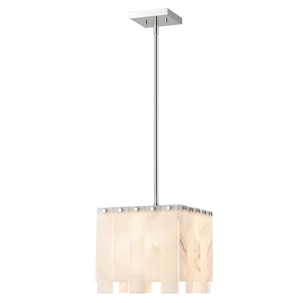Z-Lite Viviana Pendant, 1-Light, 11.5 In.W x 11 In.H, Polished Nickel/Alabaster 345P12-PN - main